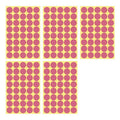 Pink Sticker Dots Adhesive Round Labels - 25mm, 40 Dots per Sheet, 5 Sheets