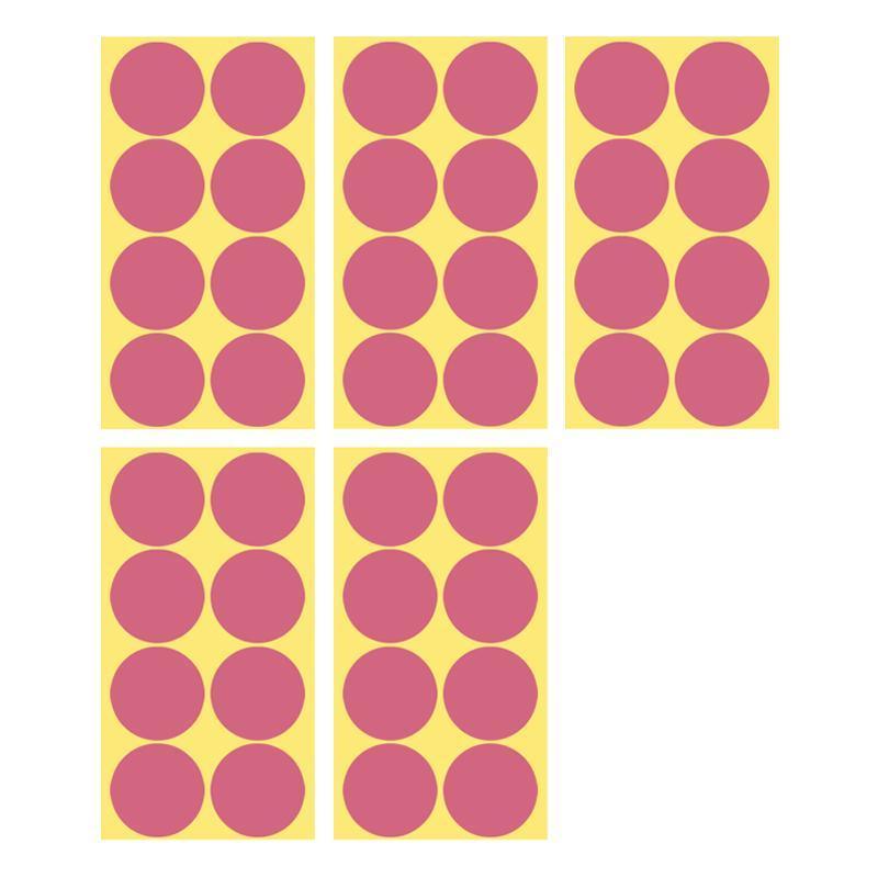 Pink Sticker Dots Adhesive Round Labels - 50mm, 8 Dots per Sheet, 5 Sheets