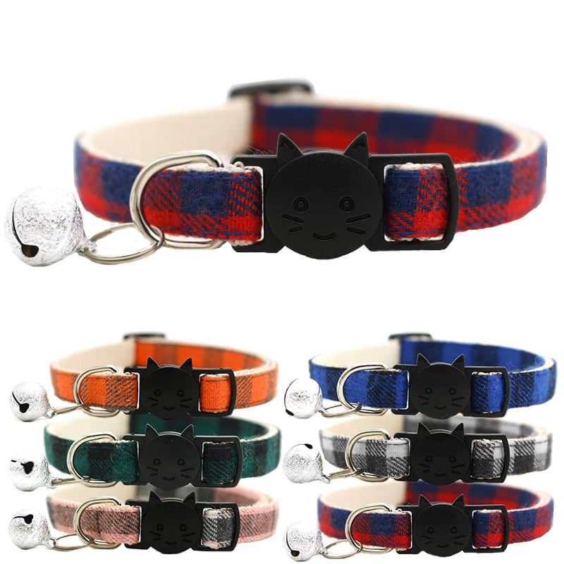 Plaid Cat Collar with Breakaway Buckle and Bell - Pink - view 3