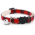 Plaid Cat Collar with Breakaway Buckle and Bell - Red
