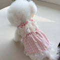 Plaid Pet Dress with Flower Detail and Leash Ring - Green, Medium (Chest 40 cm) - view 4