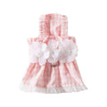 Plaid Pet Dress with Flower Detail and Leash Ring - Pink, Extra Large (Chest 50 cm)