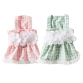 Plaid Pet Dress with Flower Detail and Leash Ring - Pink, Large (Chest 45 cm) - view 3