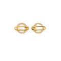 Planet Round Stud Earrings for Women, Copper with Rhinestones - view 2