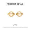 Planet Round Stud Earrings for Women, Copper with Rhinestones - view 3
