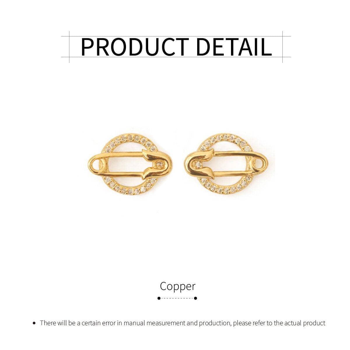 Planet Round Stud Earrings for Women, Copper with Rhinestones - view 3