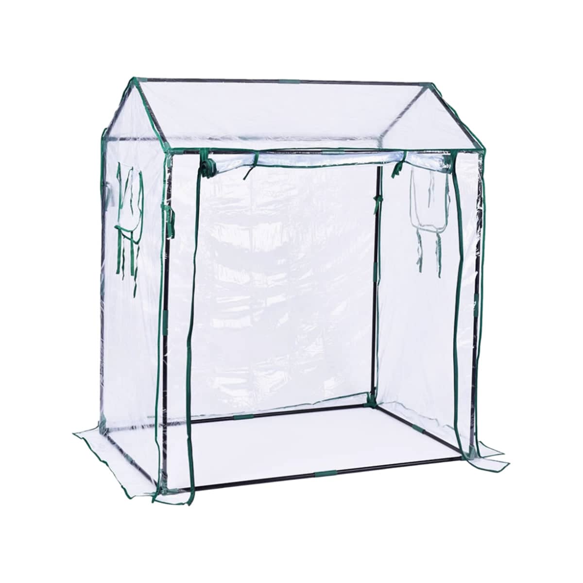 Plant Growing Shed Greenhouse Cover 130 x 91 x 150 cm, Clear Cover with Steel Frame and Roll up Door - view 2