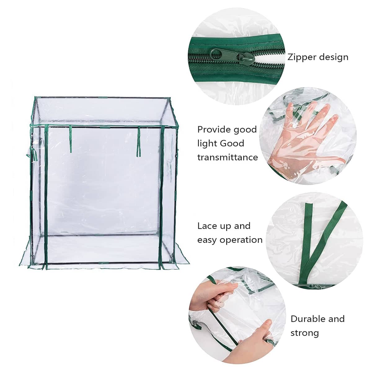 Plant Growing Shed Greenhouse Cover 130 x 91 x 150 cm, Clear Cover with Steel Frame and Roll up Door - view 5