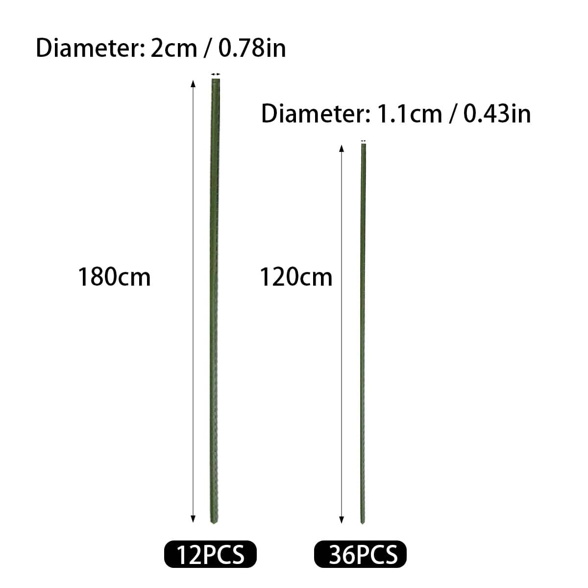 Plant Support Stakes for Climbing Plants - 180 x 2 cm, Pack of 12 - view 4