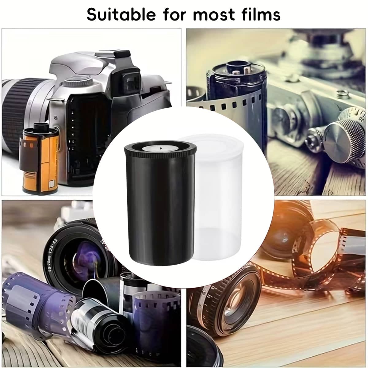 Plastic 35mm Film Canister Storage Tubes 33 x 53 mm, Pack of 20 - Black - view 5