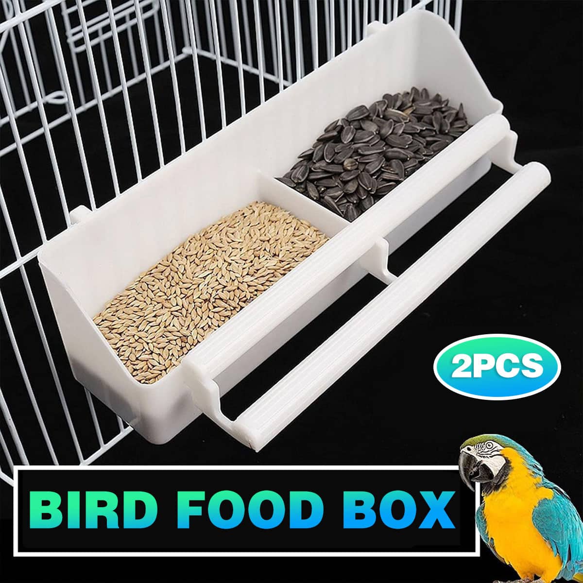 Plastic Bird Cage Feeder and Water Bowl for Small Pet Birds, Pack of 2