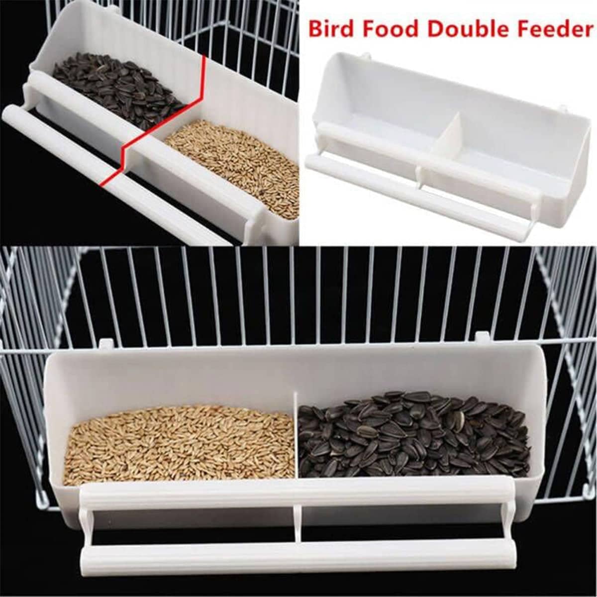 Plastic Bird Cage Feeder and Water Bowl for Small Pet Birds, Pack of 2 - view 4