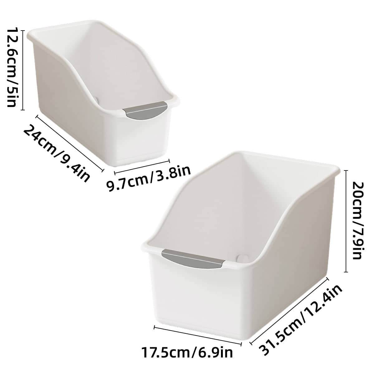 Plastic Cabinet Storage Boxes, Set of 2 - Large, Beige (31.5 x 17.5 x 20 cm) - view 4