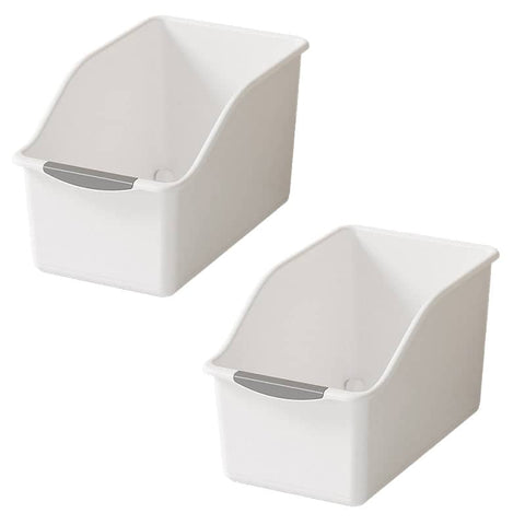 Plastic Cabinet Storage Boxes, Set of 2 - Large, White (31.5 x 17.5 x 20 cm)