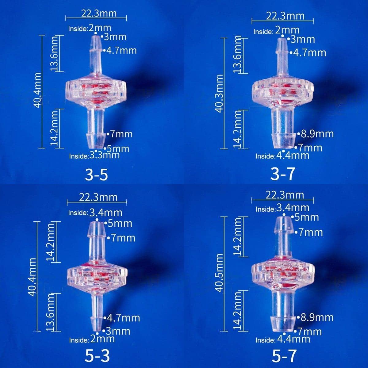 Plastic Check Valve for Water and Air Lines, Pack of 10 - 5 mm to 3 mm Ends - view 5