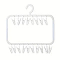 Plastic Clothes Drying Rack Hanger with 18 Removable Clips - White - view 2