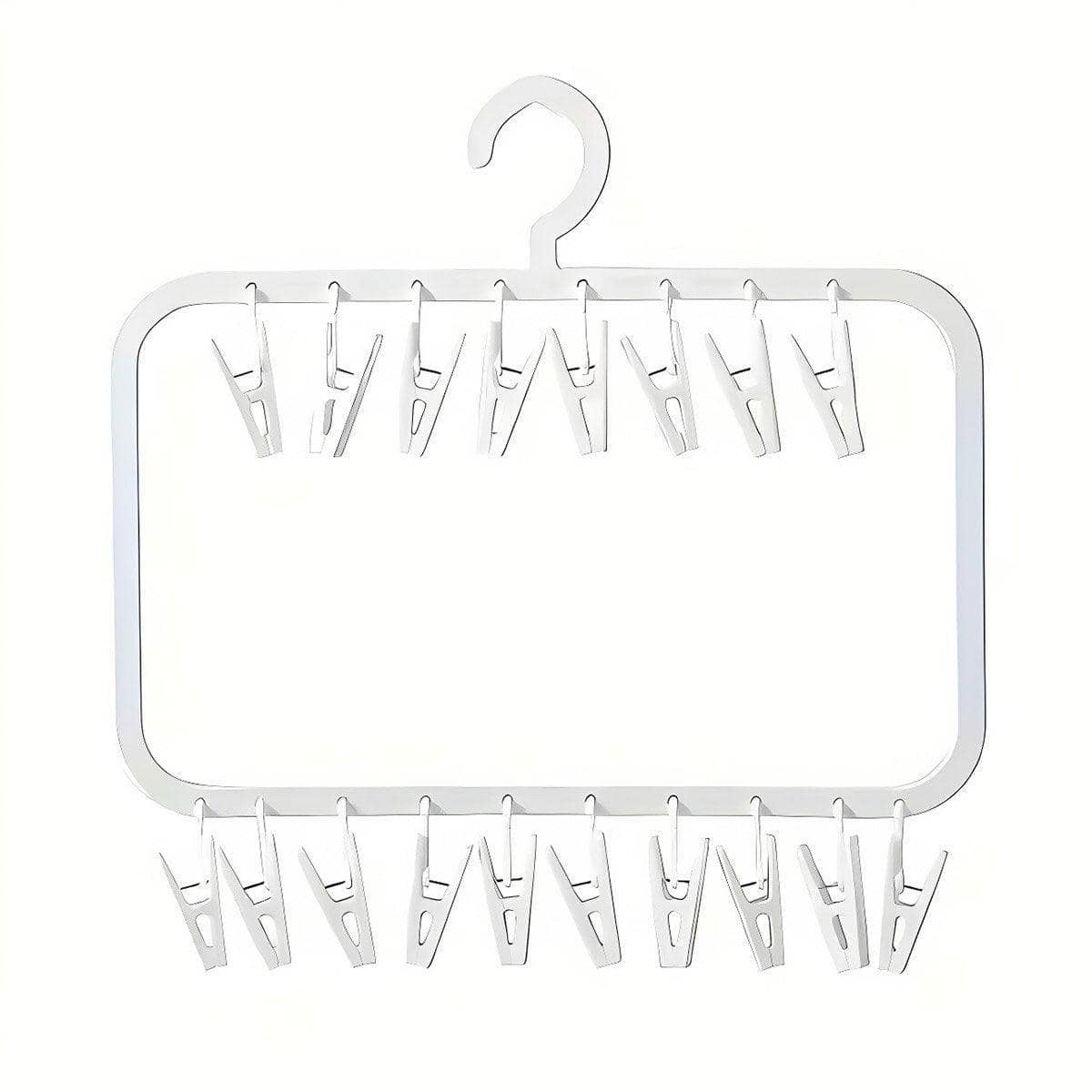 Plastic Clothes Drying Rack Hanger with 18 Removable Clips - White - view 2