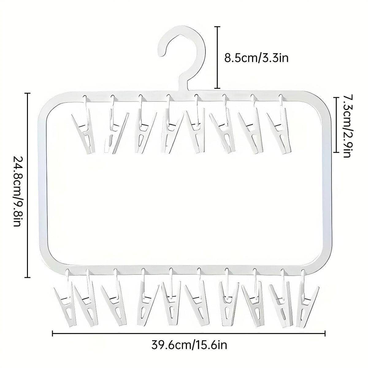 Plastic Clothes Drying Rack Hanger with 18 Removable Clips - White - view 3