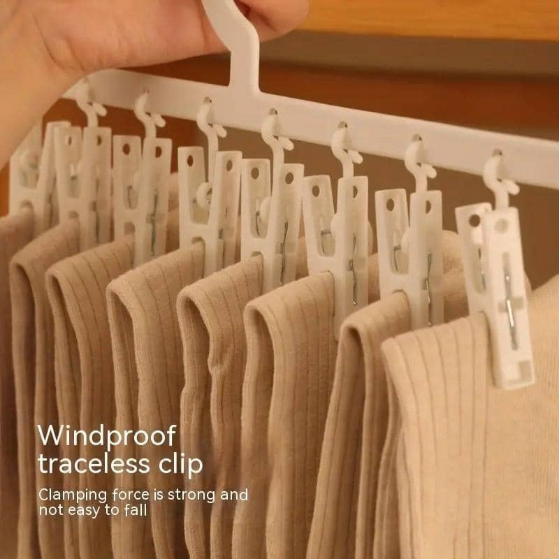 Plastic Clothes Drying Rack Hanger with 18 Removable Clips - White - view 5