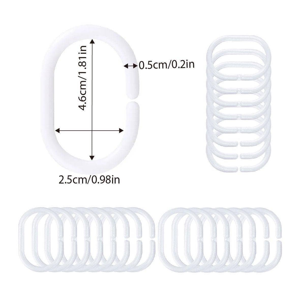Plastic Curtain C Rings for Shower and Bed Curtains, Pack of 24 - view 3