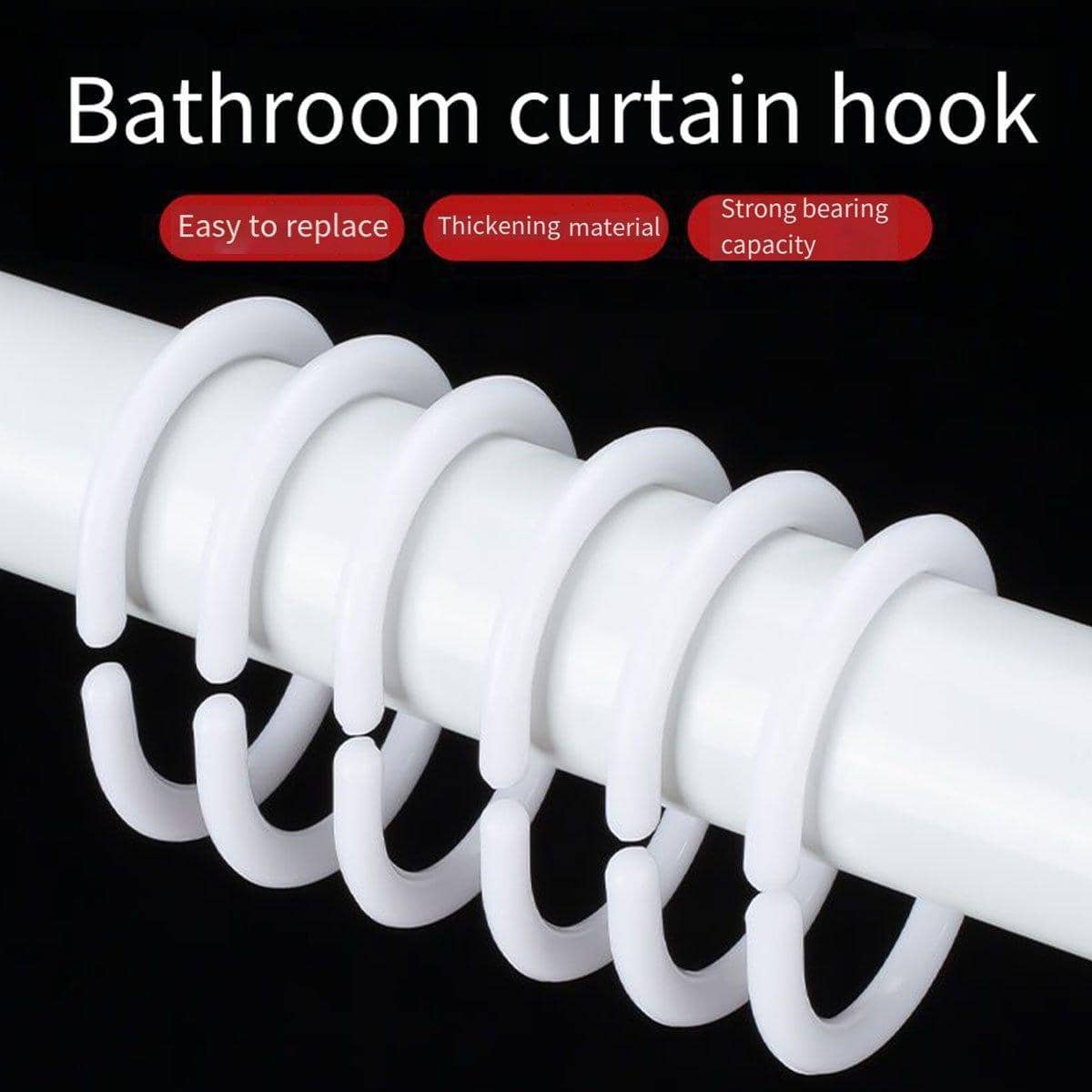 Plastic Curtain C Rings for Shower and Bed Curtains, Pack of 24 - view 4