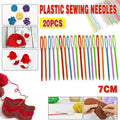 Plastic Darning and Sewing Needles, 7 cm - Pack of 20, Mixed Colours