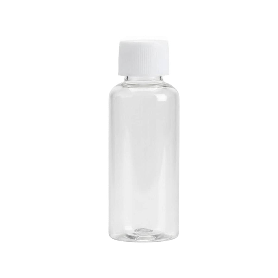 Plastic Dispenser Bottle 30 ml Transparent Small Mouth Leakproof, Pack of 100 with White Cap