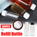 Plastic Dispenser Bottle 30 ml Transparent Small Mouth Leakproof, Pack of 100 with White Cap - view 2