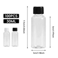 Plastic Dispenser Bottle 30 ml Transparent Small Mouth Leakproof, Pack of 100 with White Cap - view 4