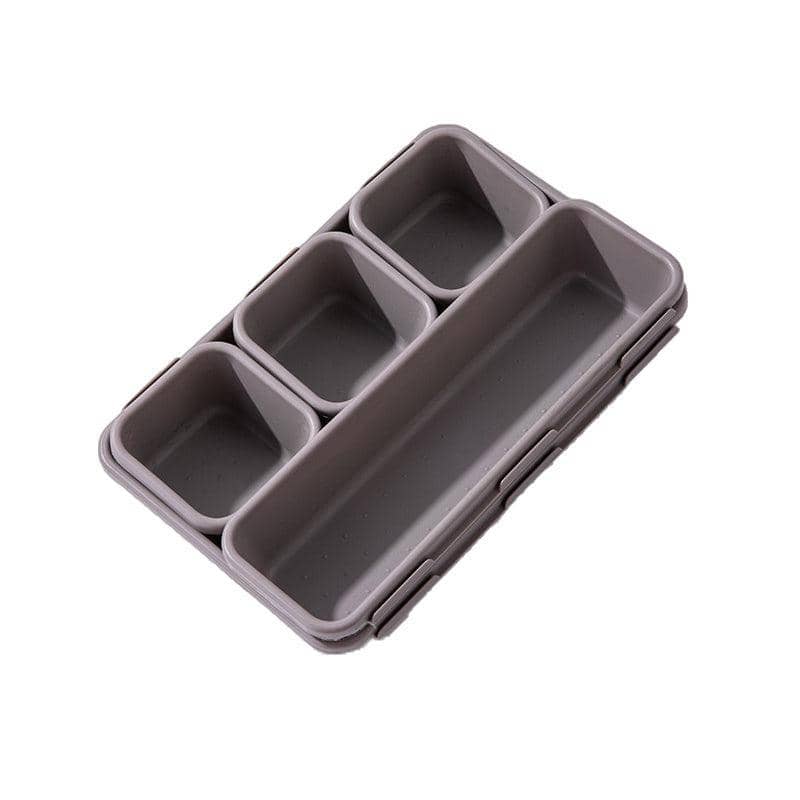 Plastic Drawer Organiser Tray Set of 8 for Kitchen, Office and Bathroom - Light Grey