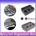 Plastic Drawer Organiser Tray Set of 8 for Kitchen, Office and Bathroom - Light Grey - view 2