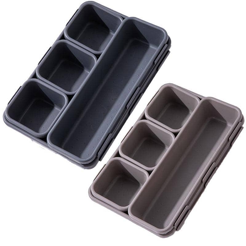 Plastic Drawer Organiser Tray Set of 8 for Kitchen, Office and Bathroom - Light Grey - view 3