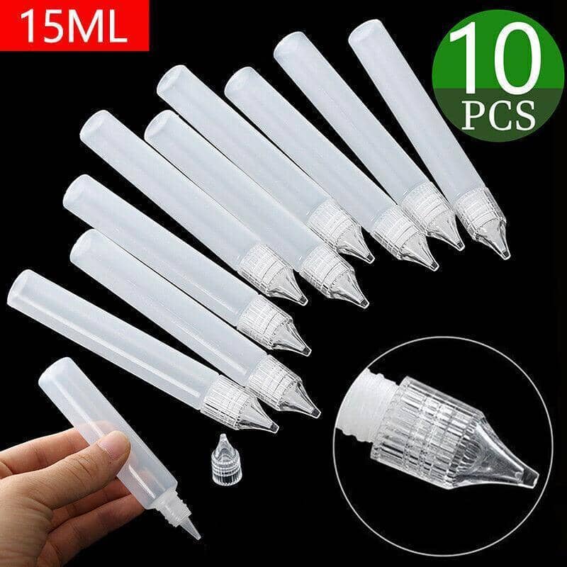 Plastic Dropper Bottles 15 ml Needle Tip, Pack of 10