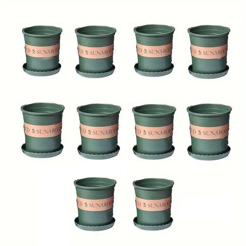 Plastic Flower Pots for Growing Plants, Durable Garden Planter Pots - 24 cm, Pack of 10