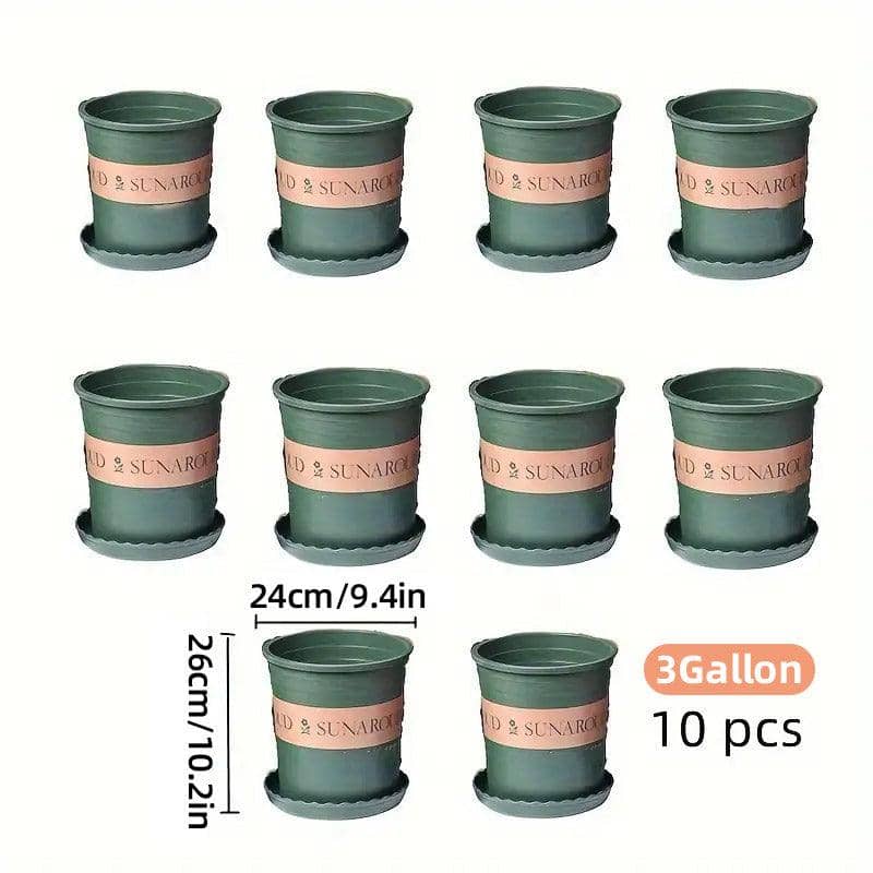 Plastic Flower Pots for Growing Plants, Durable Garden Planter Pots - 24 cm, Pack of 10 - view 5