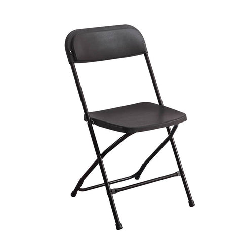 Plastic Folding Chair with Metal Frame - Black