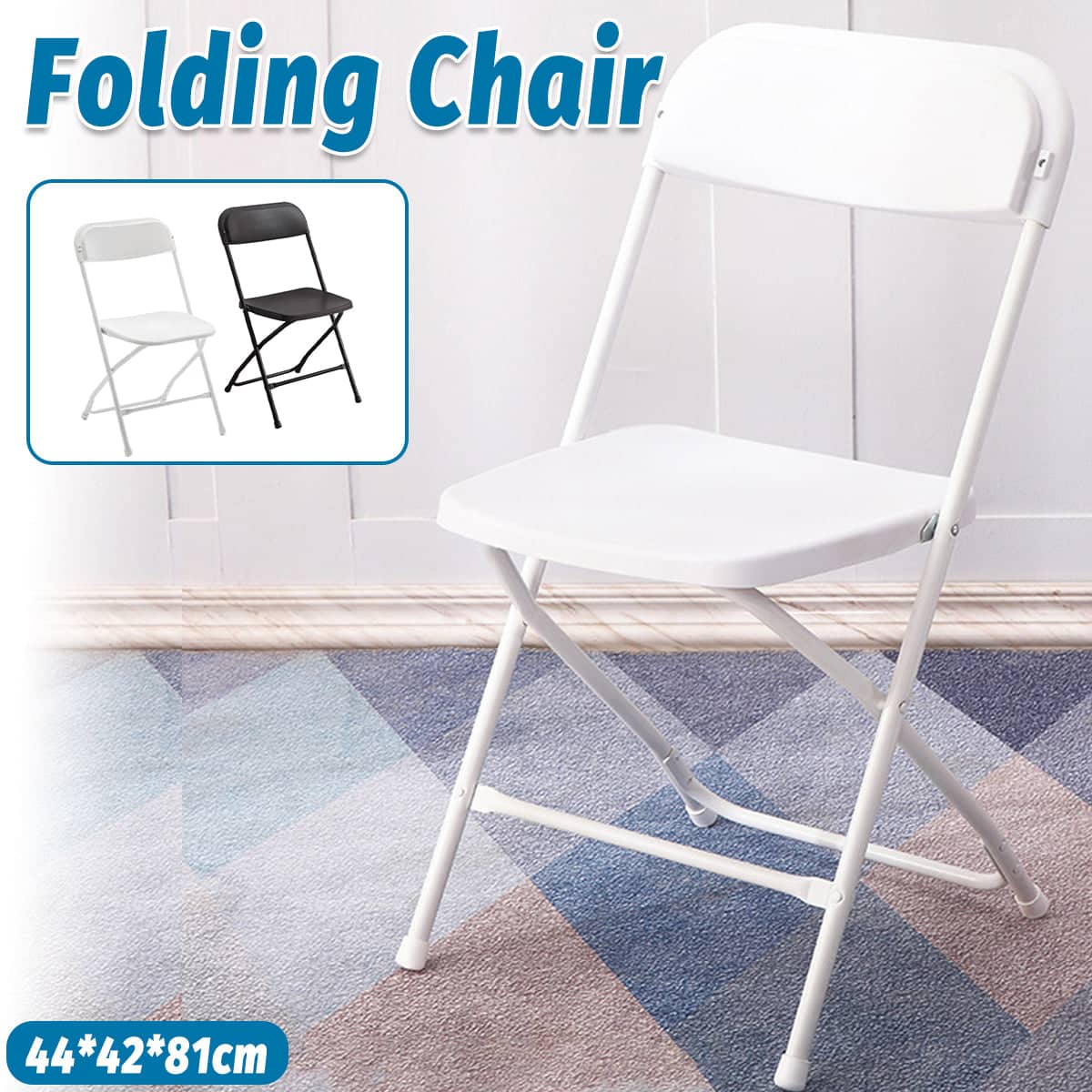 Plastic Folding Chair with Metal Frame - Black - view 2