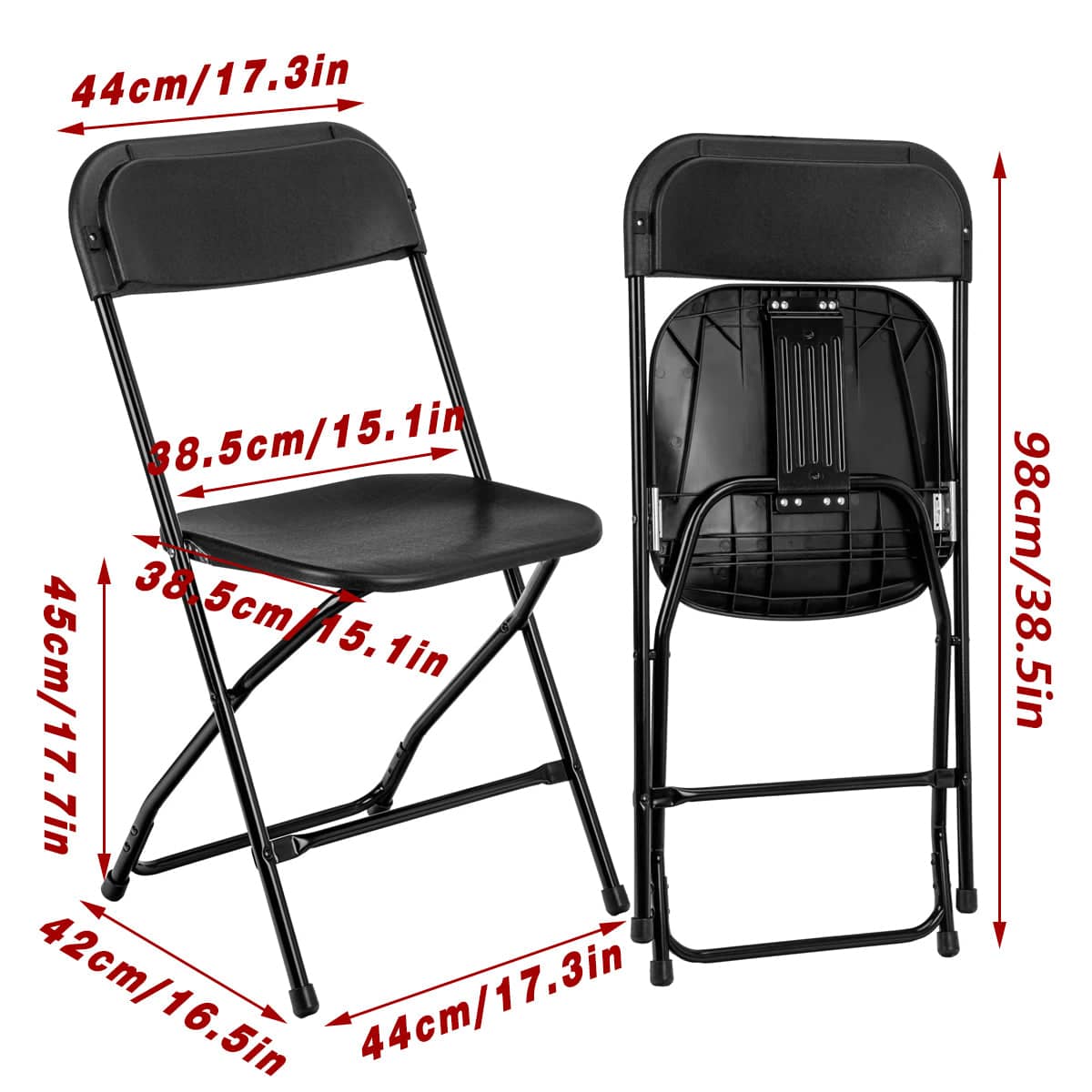 Plastic Folding Chair with Metal Frame - Black - view 4