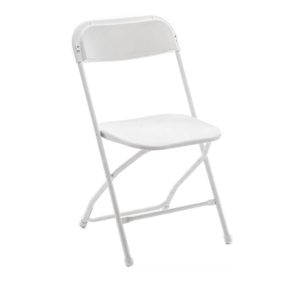 Plastic Folding Chair with Metal Frame - White