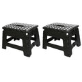 Plastic Folding Step Stool - Black, 22 cm High, Pack of 2