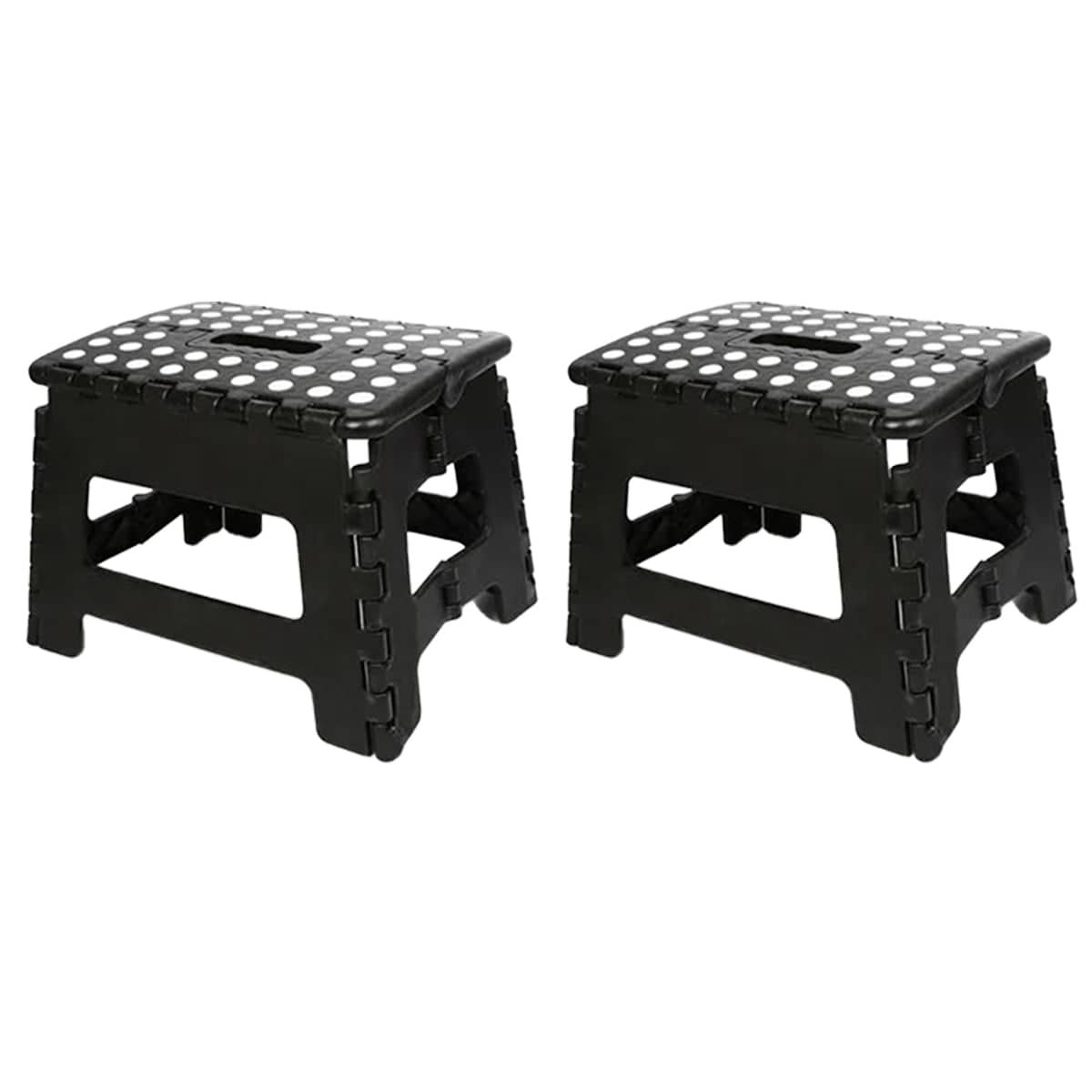 Plastic Folding Step Stool - Black, 22 cm High, Pack of 2
