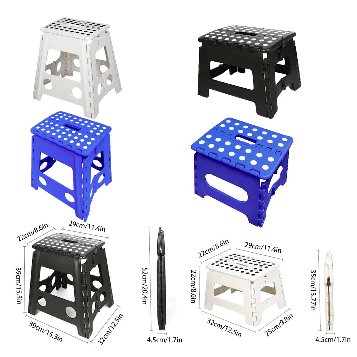 Plastic Folding Step Stool - Black, 22 cm High, Pack of 2 - view 4