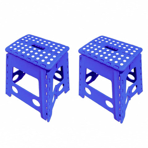 Plastic Folding Step Stool - Blue, 39 cm High, Pack of 2