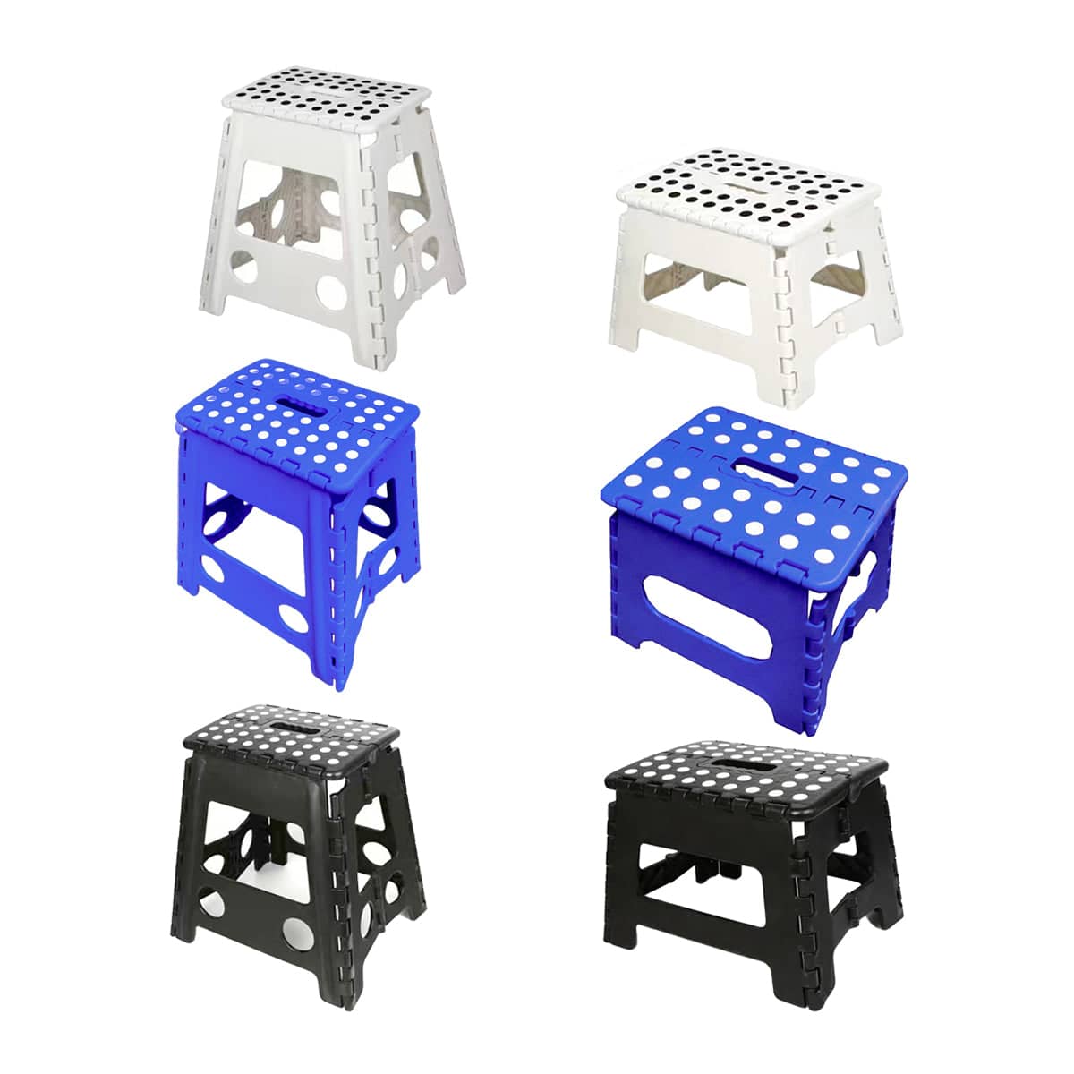 Plastic Folding Stool Set, Pack of 2 - Small 22cm, Black - view 3