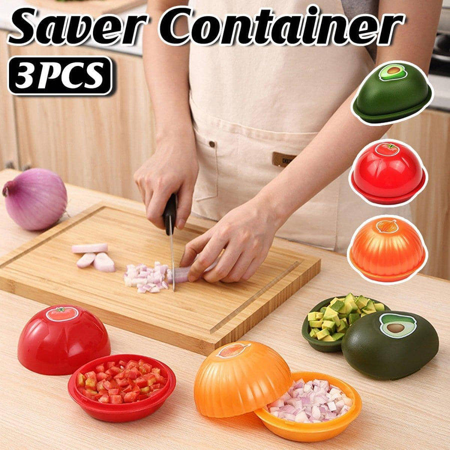 Plastic Food Storage Containers with Lids - Avocado, Tomato and Onion Shapes, Pack of 3