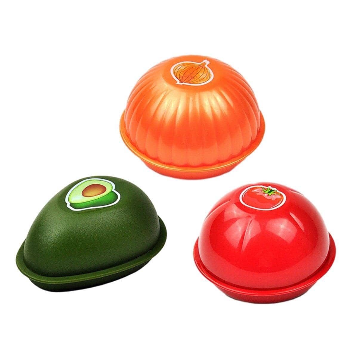Plastic Food Storage Containers with Lids - Avocado, Tomato and Onion Shapes, Pack of 3 - view 2