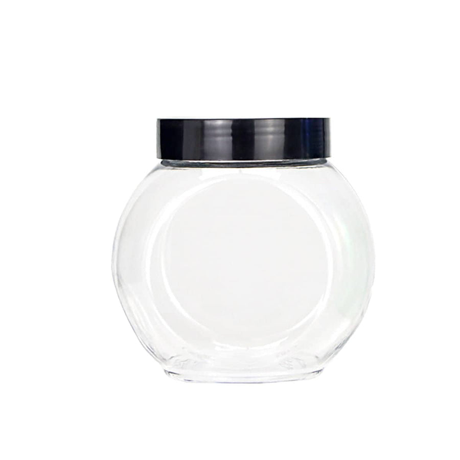 Plastic Food Storage Jars with Screw Lids, Pack of 50 - Black Lids
