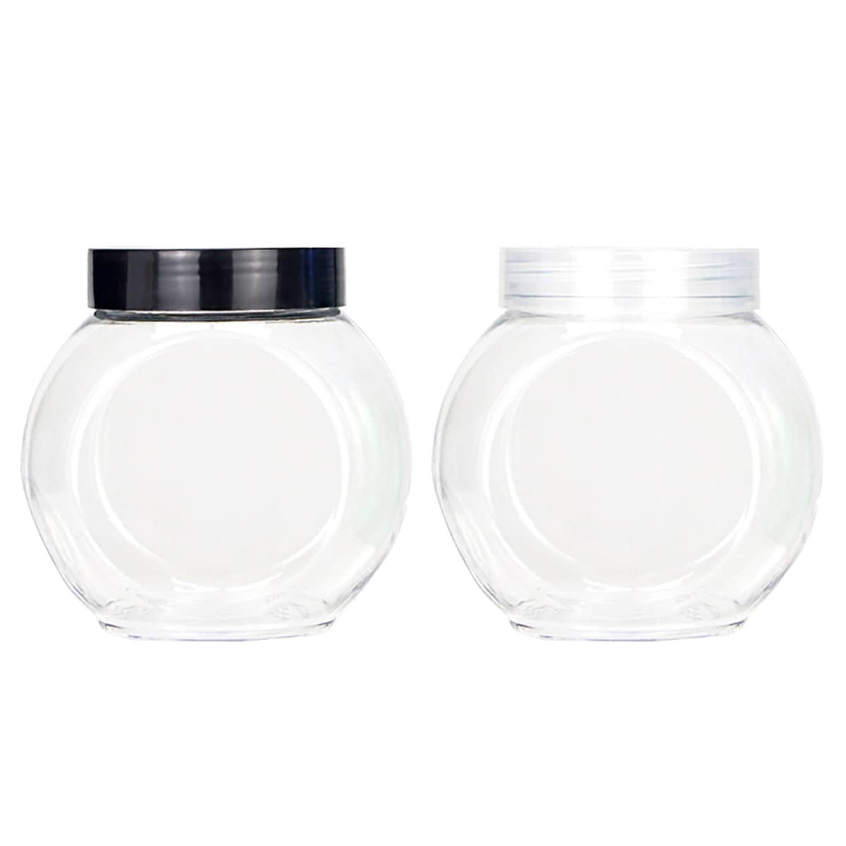 Plastic Food Storage Jars with Screw Lids, Pack of 50 - Black Lids - view 3