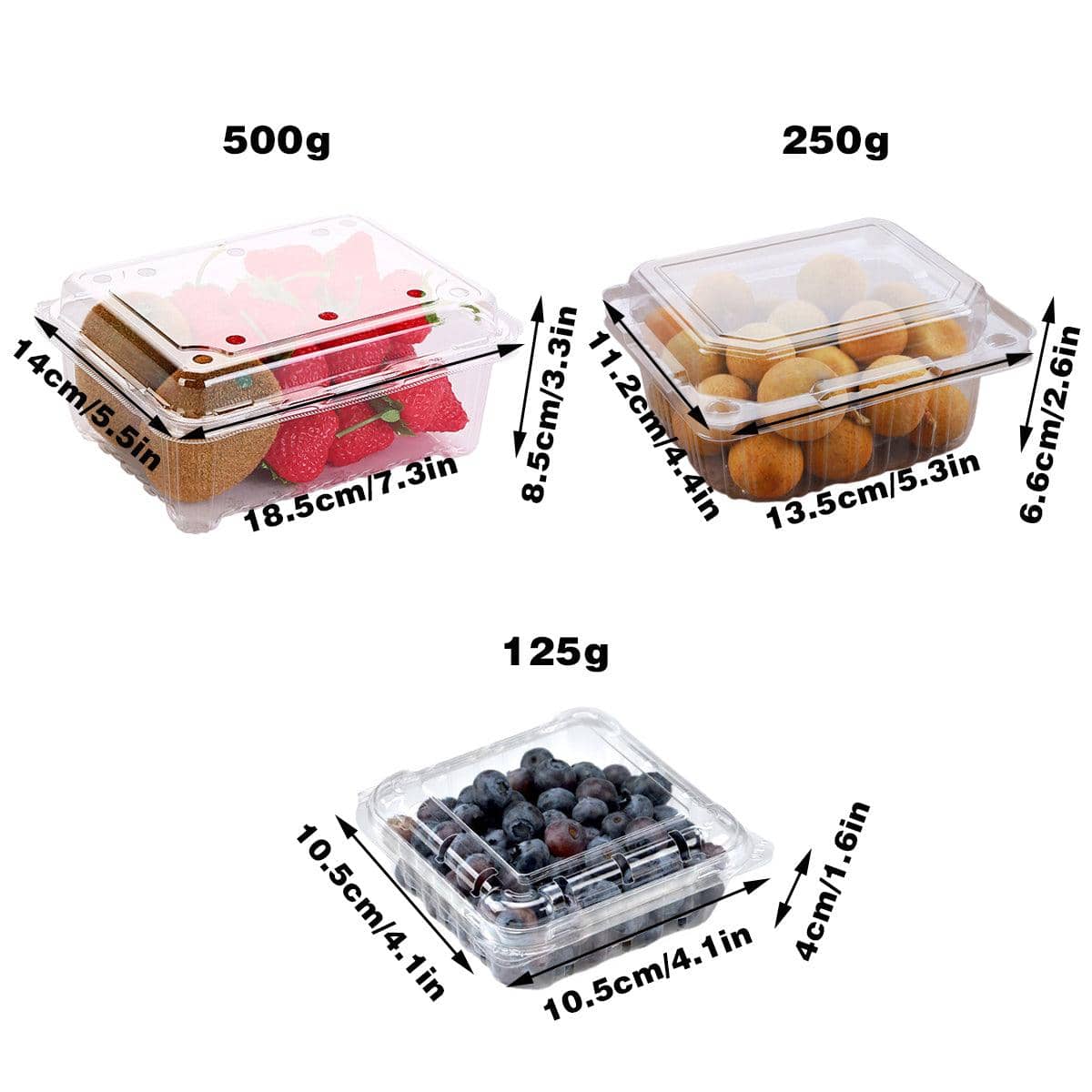 Plastic Fruit Boxes, Pack of 100 - 500g, 18.5 x 14 x 8.5 cm - view 4