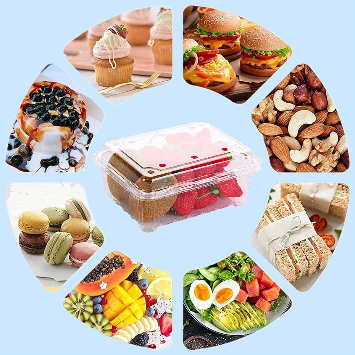 Plastic Fruit Boxes, Pack of 100 - 500g, 18.5 x 14 x 8.5 cm - view 5